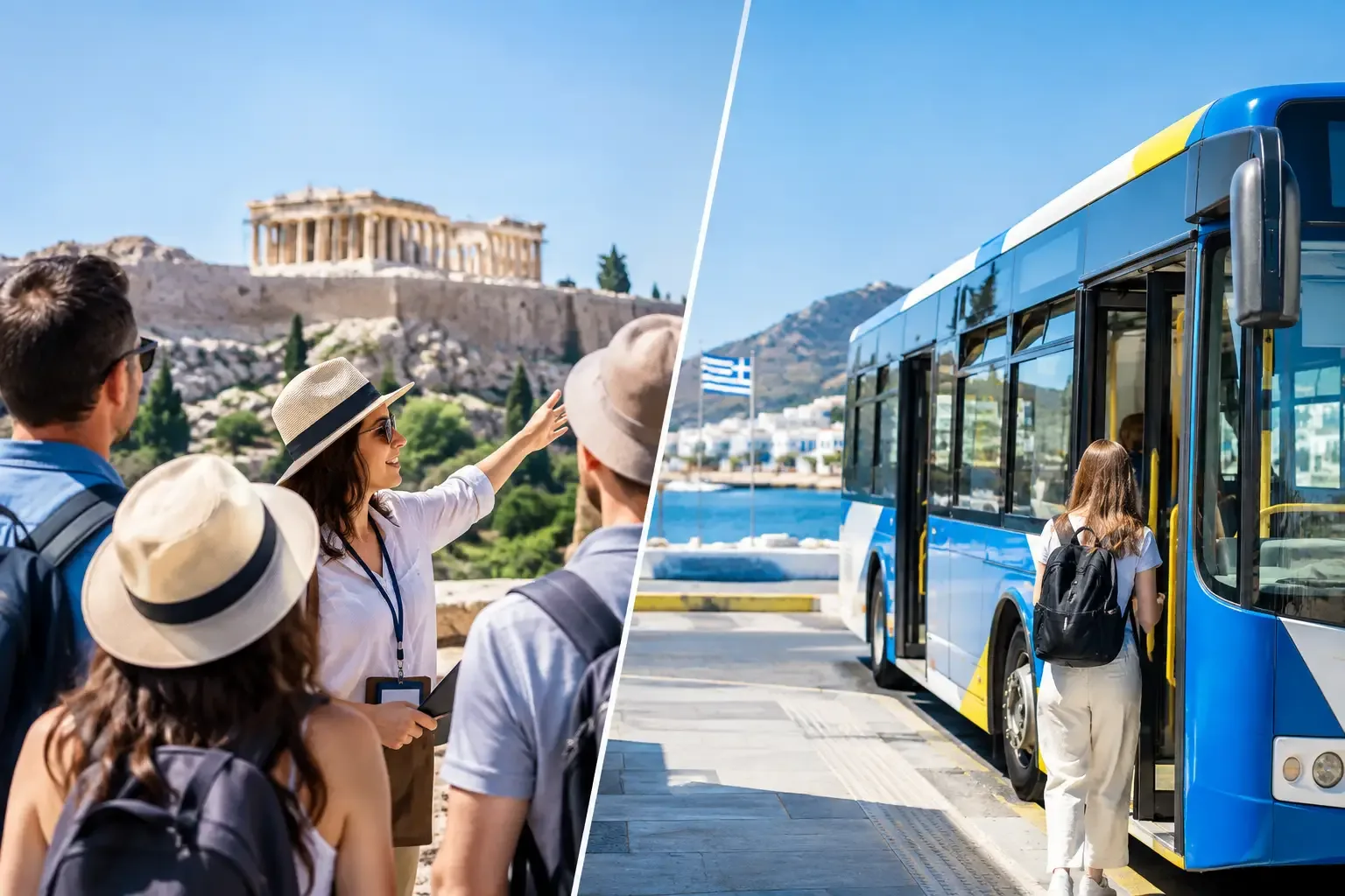 Guided Tour Versus Public Transit in Greece